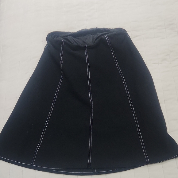 Marc Cain Dresses & Skirts - Marc Cain Black A-Line Skirt with White Stitching